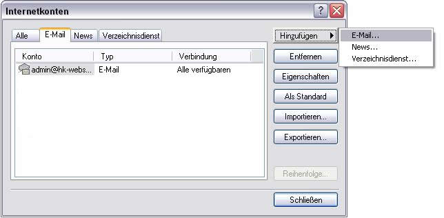 [Abbildung Dialogbox "Konten" in Outlook Express]
